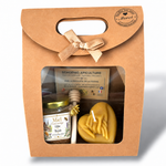 Coffret cadeau mariage personnalisé avec pot de miel, bougie cœur en cire d'abeille et cuillère à miel