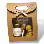 Coffret cadeau naissance pour bébé avec miel personnalisé et bougie ange fille artisanale