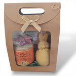 Coffret cadeau miel de fleurs et bougie prêt à offrir emballage kraft naturel