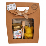 Coffret cadeau de Noël pour ATSEM avec miel personnalisé, bougie ourson en cire d’abeille et étiquette cadeau