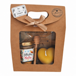 Coffret cadeau de Noël pour maître avec pot de miel personnalisé, bougie cœur en cire d’abeille et étiquette Pour De la part de
