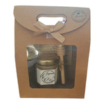 Coffret cadeau Joyeux Noël avec mini pot de miel artisanal, cuillère à miel en bois et breloque abeille, cadeau personnalisé pour Secret Santa et Noël.