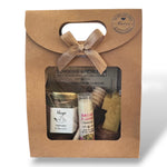 Idée cadeau communion avec coffret miel artisanal, baume à lèvres et bougie ange en cire d’abeille