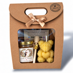 Coffret cadeau invité mariage avec pot de miel personnalisé, bougie ourson en cire d’abeille et cuillère à miel