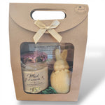 Détail coffret avec pot de miel acacia et bougie cadeau artisanal naturel