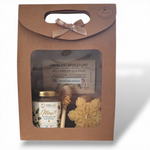 Coffret cadeau client entreprise personnalisé avec pot de miel artisanal et étiquette personnalisée