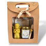 Coffret cadeau personnalisé confirmation avec pot de miel artisanal, étiquette Hugo, bougie ange en cire d'abeille et cuillère à miel