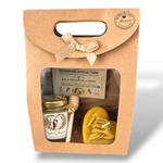Coffret miel artisanal personnalisé pour mariage avec prénom des mariés, bougie en cire d’abeille et cuillère à miel