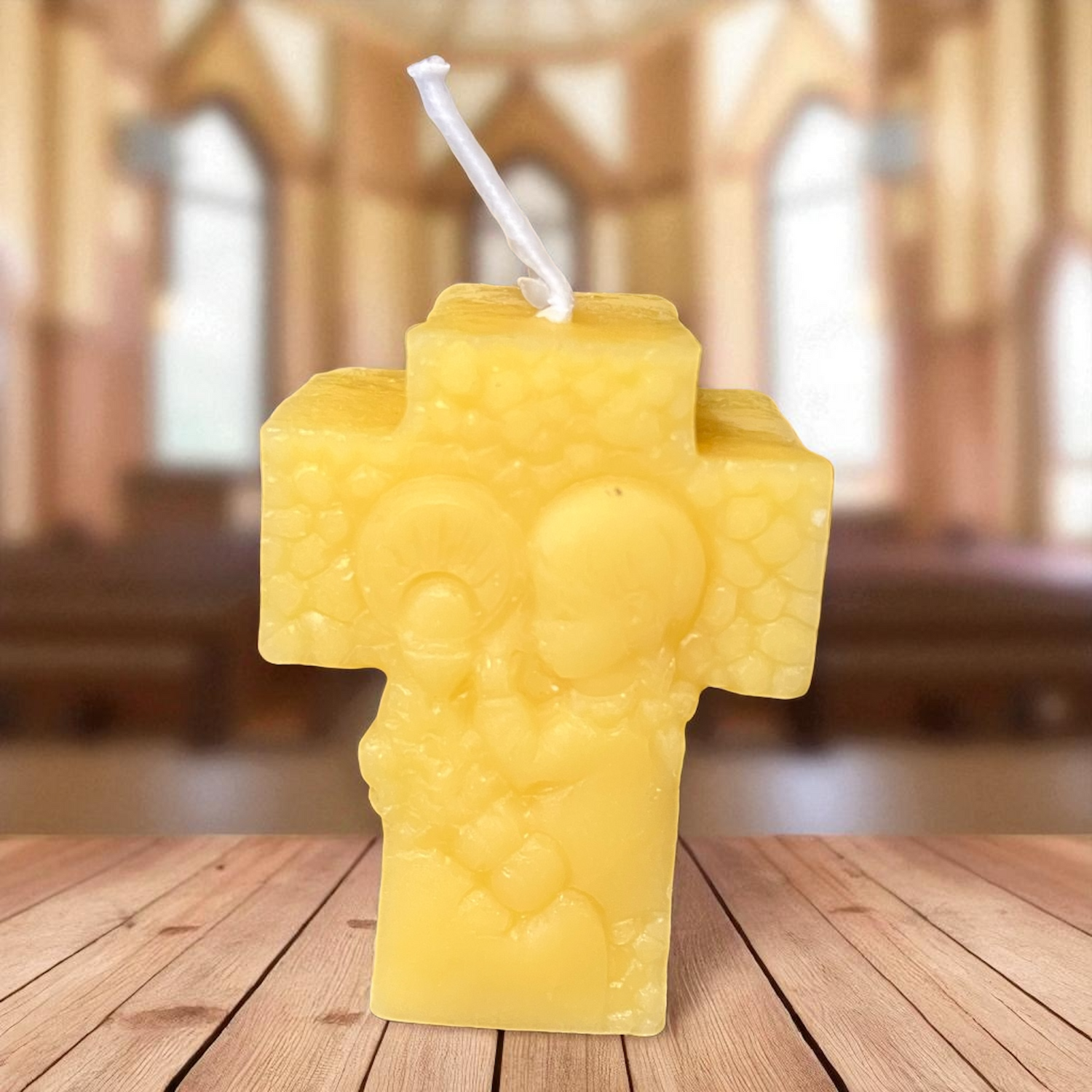 Bougie cire d'abeille croix