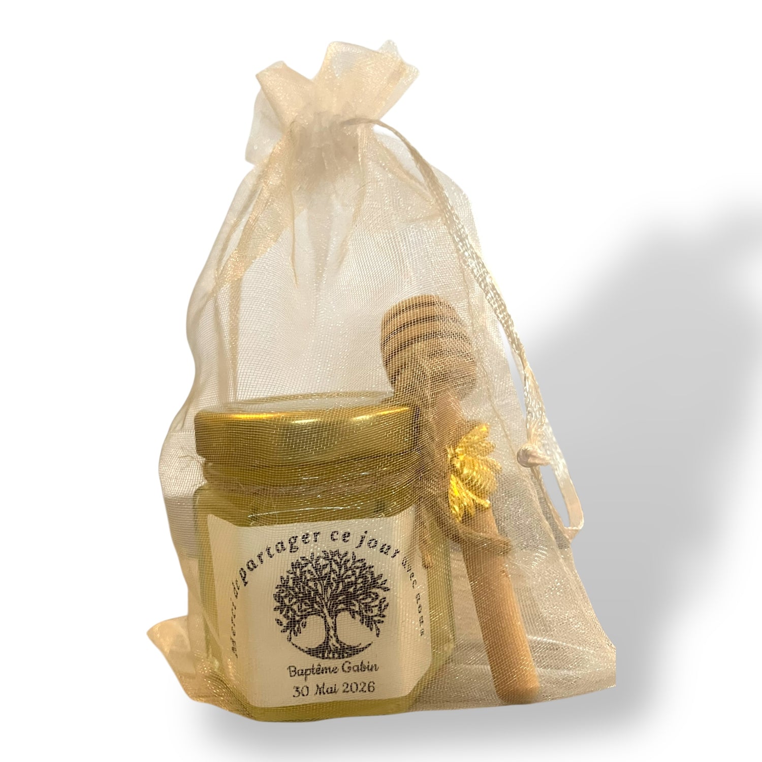 Petit pot de miel personnalisé – Cadeau invités mariage, baptême & communion