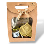 Miel artisanal personnalisé avec bougie en cire d’abeille, coffret cadeau invité baptême ou naissance fait main