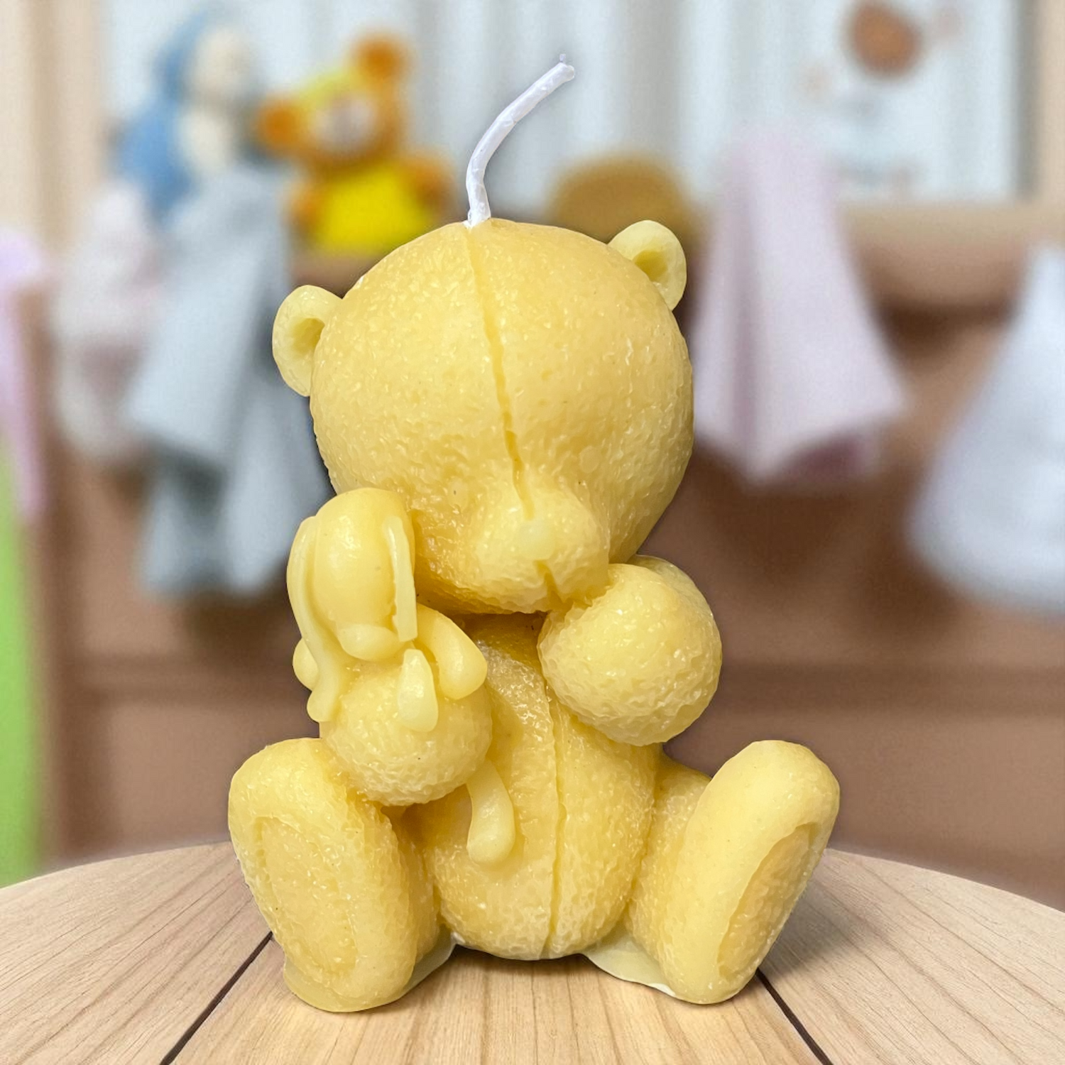 Bougie cire d'abeille ourson tendresse