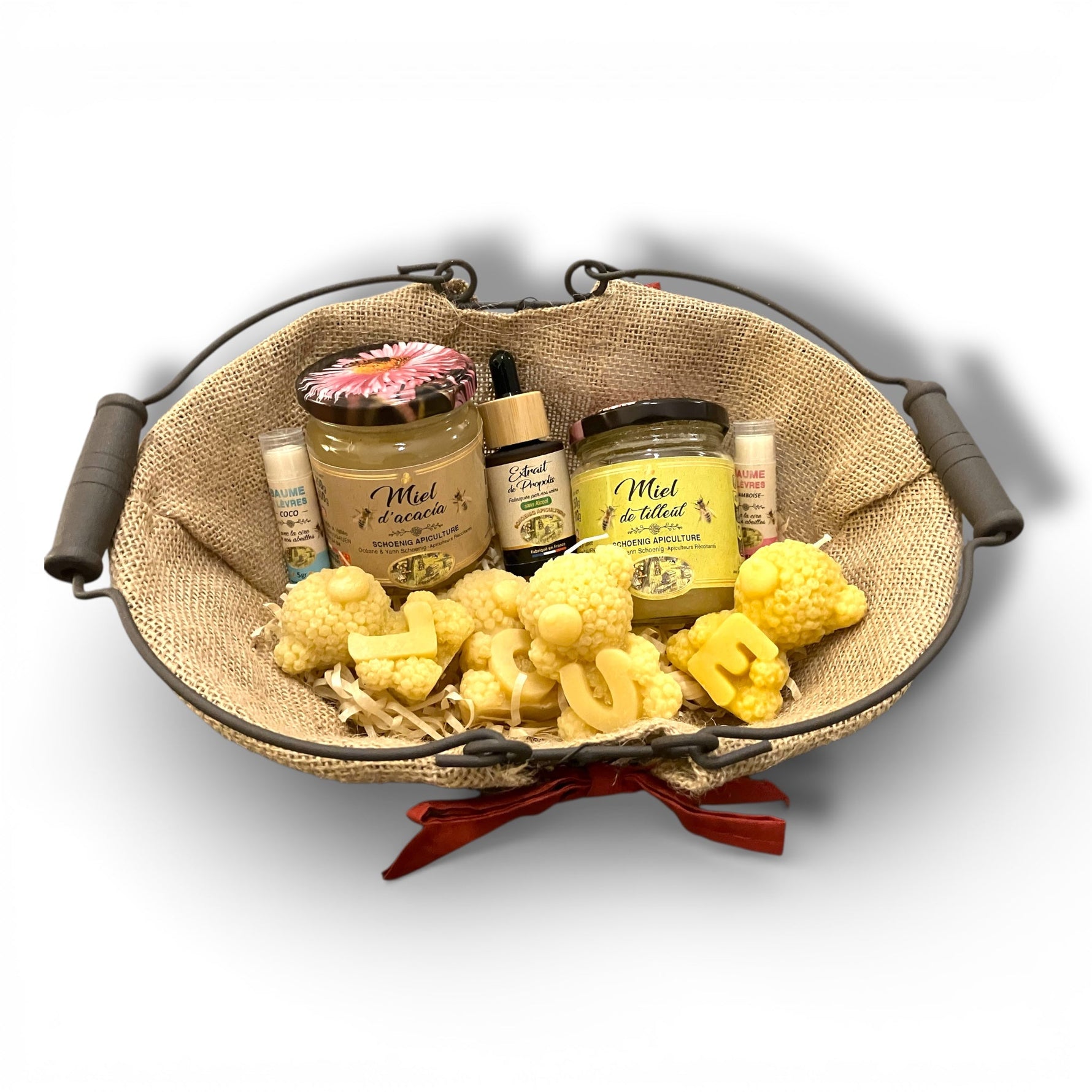 Panier garni artisanal de la ruche – Miel, bougies et soins naturels - schoenig apiculture