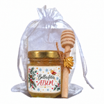 Petit pot de miel artisanal Belles fêtes ATSEM avec cuillère en bois, cadeau de fin d’année