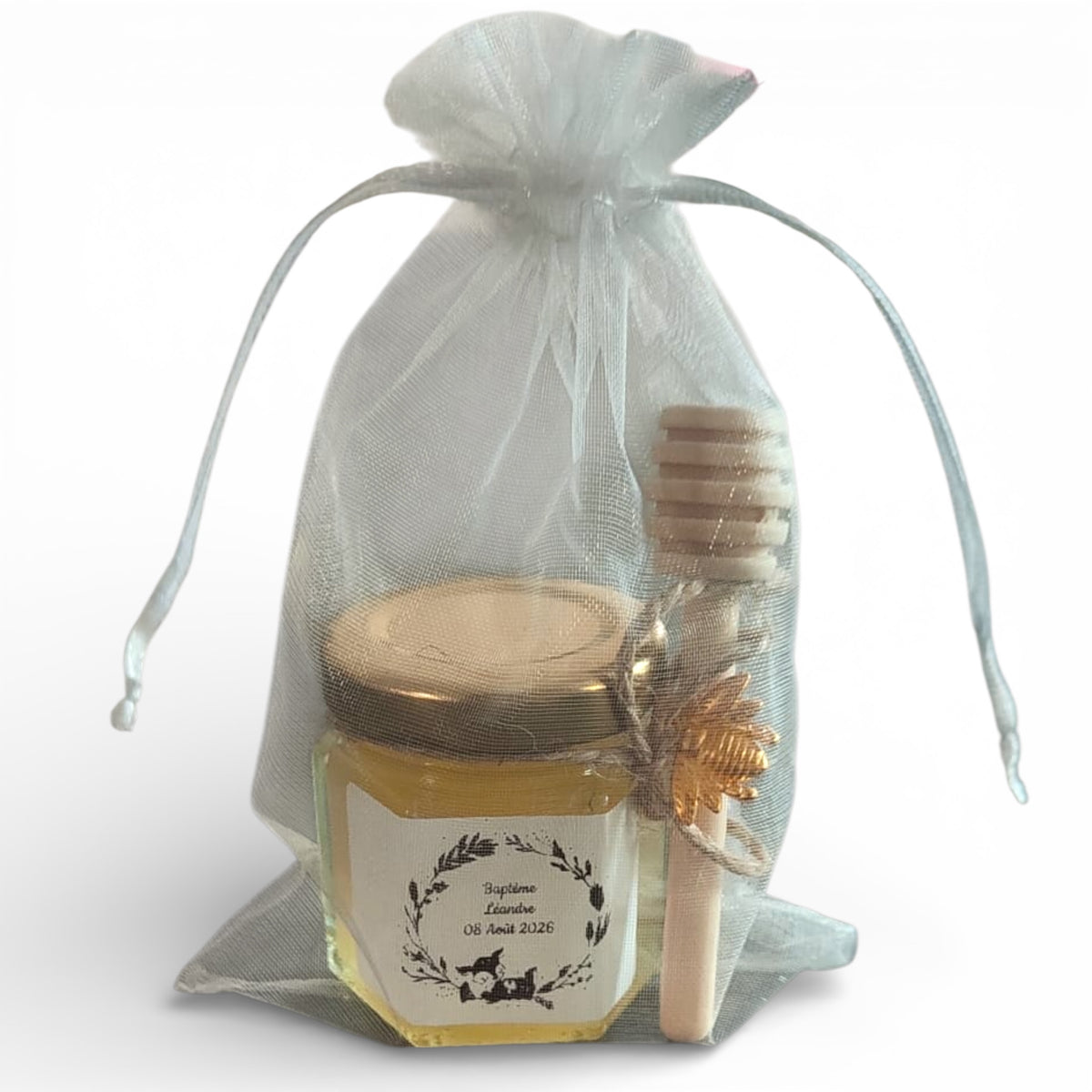 petit pot de miel personnalisé cadeau invités-baptême