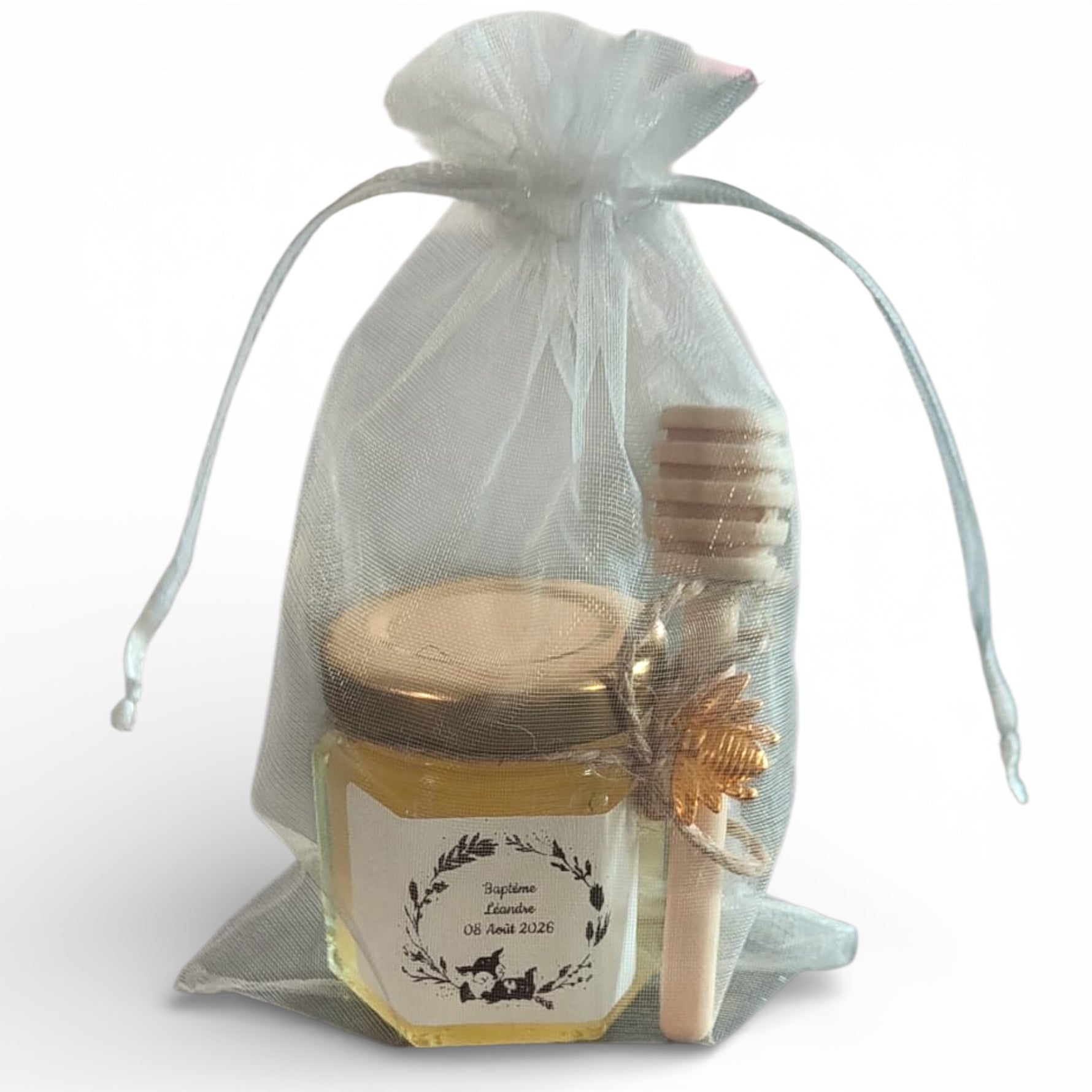 petit pot de miel personnalisé cadeau invités-baptême