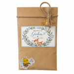 Sachet de graines personnalisé baptême avec faon fleuri, cadeau invité personnalisable fille ou garçon