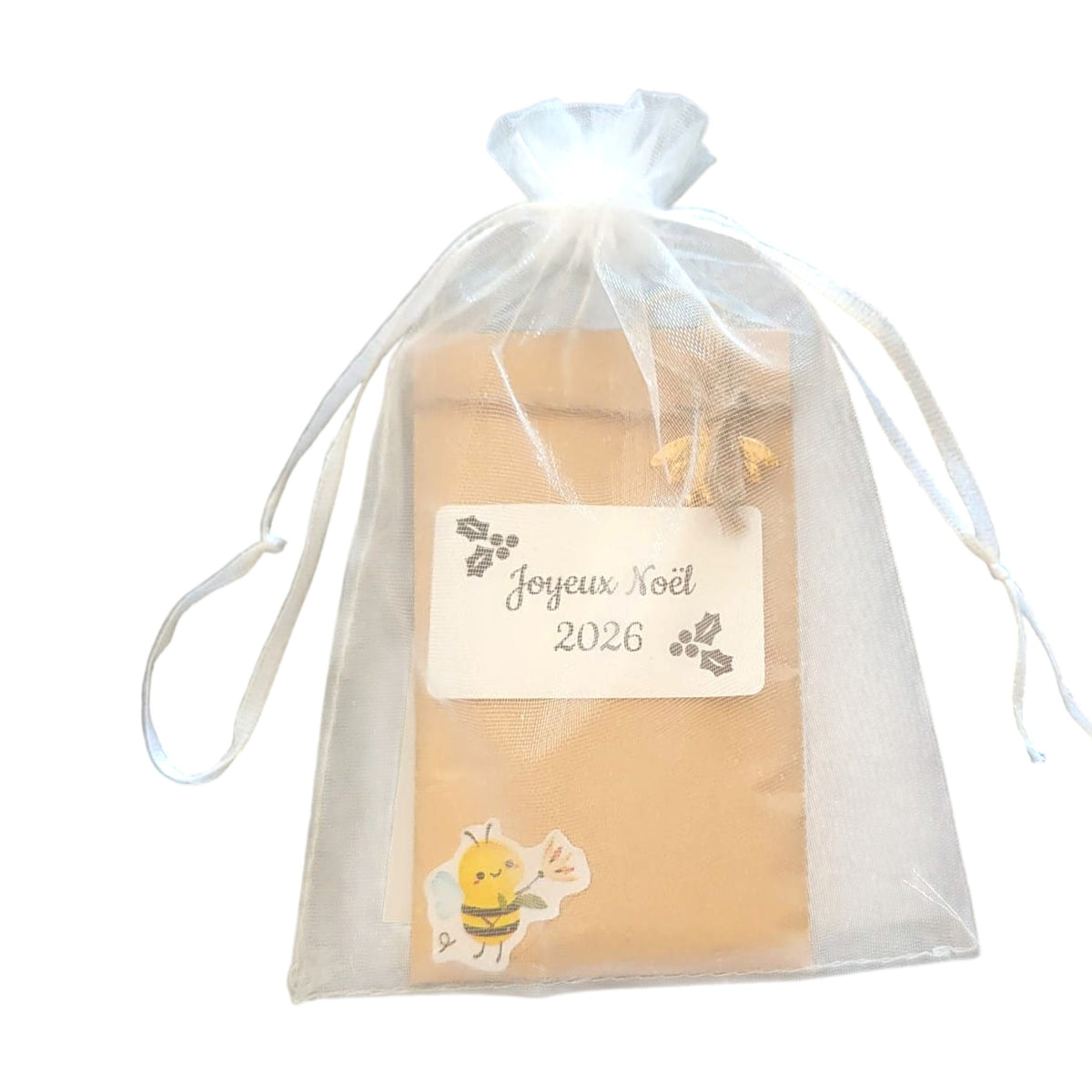 Sachet de graines personnalisé Joyeux Noël avec breloque abeille dorée, idée cadeau de Noël, Secret Santa et cadeau de remerciement personnalisé.